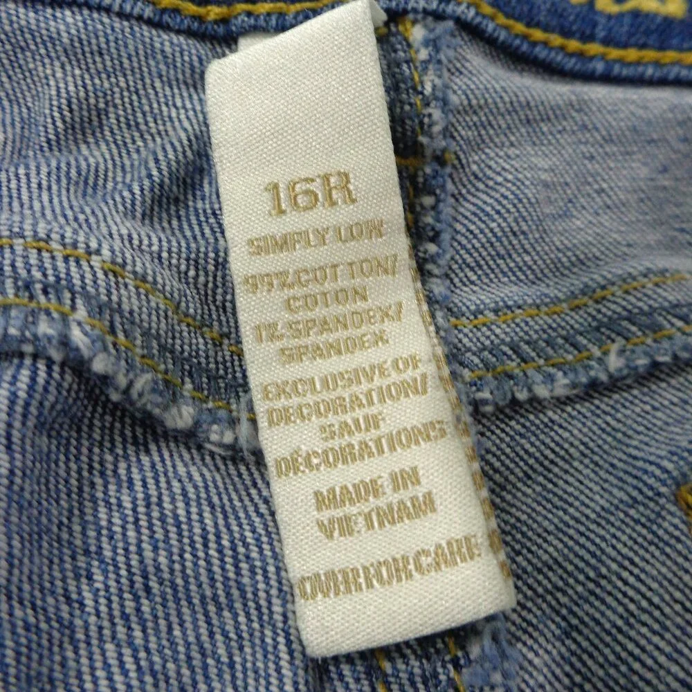 Girls Justice Jeans Shorts Stretch Denim Med Wash Distressed Junior‎ Size 16R